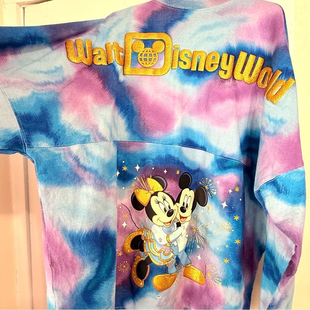 Disney 50th Anniversary Tie Dye Mickey & Minnie Spirit Jersey XXL Purple Blue